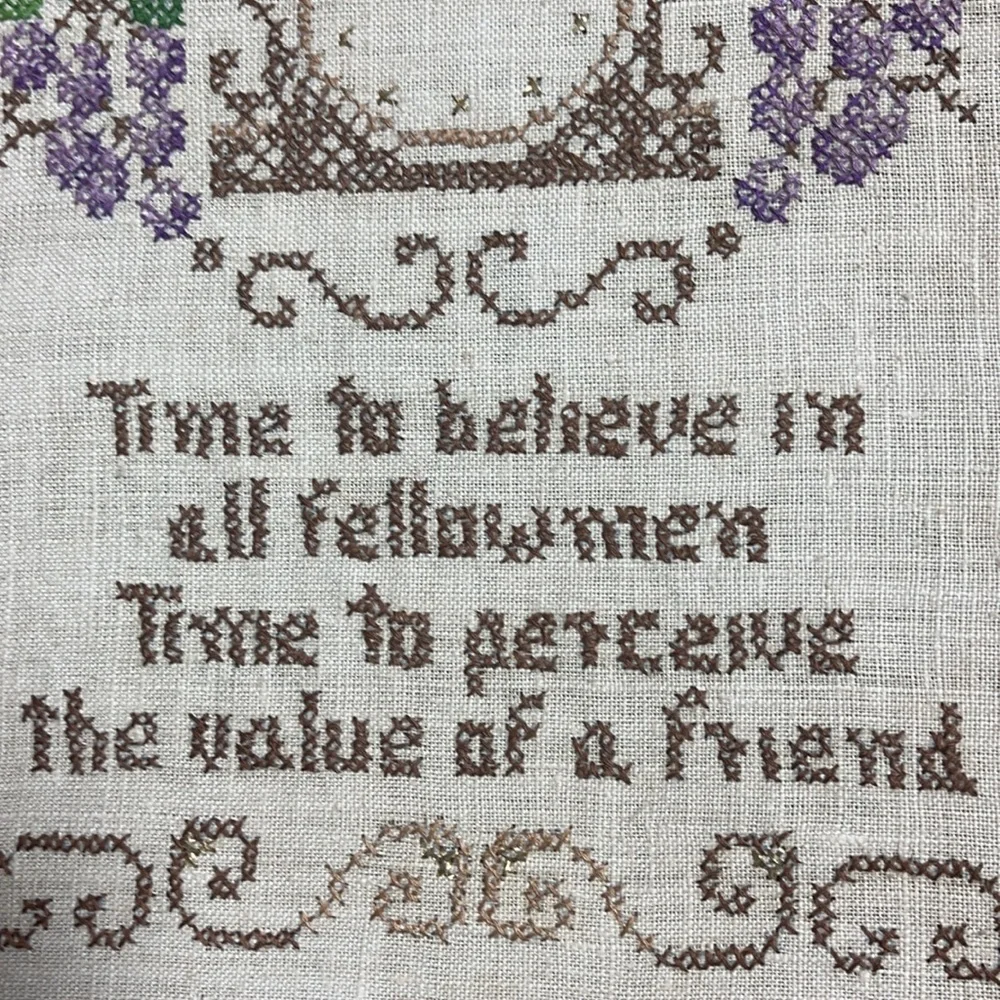 Vintage cross stitch tapestry no frame-this is a dying art & harder to find